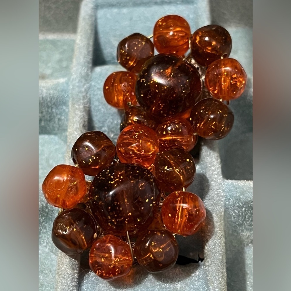 CLIP on Gold Confetti Plastic Earrings Vintage